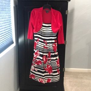Brunch party dress with matching detachable shrug